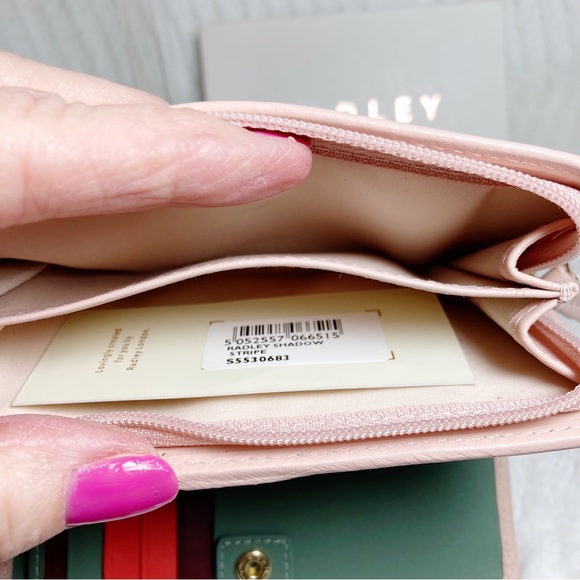 Radley London Radley Shadow Stripe Peach Leather Wallet  Boxed NEW - Picture 8 of 10